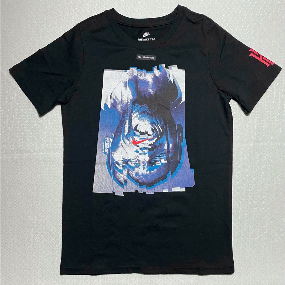 Nike Black Short Sleeve T-shirt with Kyrie Irving Glitch Effect Photo+Small Text